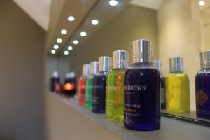 The Stone & Chrome touch - LED lit storage recesses.