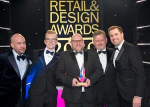 Trevor, Jim & Shane collecting the trophy for new kitchen retailer of the year at the KBB Awards 2020.