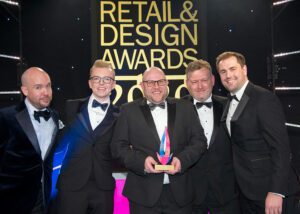 Trevor, Jim & Shane collecting the KBB Awards trophy for New Kitchen Retailer of the Year 2020