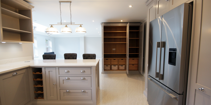 Our kitchens are handmade from solid timber and we can design pantry internals to suit any eventuality.
